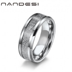 High Jewelry Men’s 8mm Stainless Steel Wedding Ring Imitated Meteorite Silver Color Polished Band Ring For Women