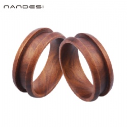 Wedding Band Base Core 8mm Dome Edge Channel Setting Sandalswood Ring Blanks for Inlay