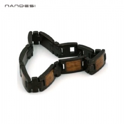 316L Stainless Steel Bracelet  With Wood Inlay Bracelet For Women Men Girl Boy