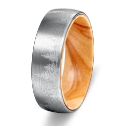 Tungsten Wood Ring For man