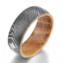 Damascus Steel Ring Wooden Ring