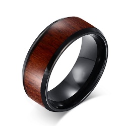 Hawaiian Koa Wood Black Tungsten Carbide Ring