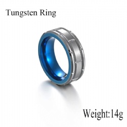 Tungsten Silver & Blue Color plated mens ring