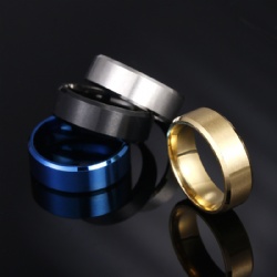 Stainless Steel Ring Pirate Captain Inlay Black Blue Background Men Finger Rings Wedding Band Jewelry