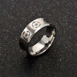 316L Stainless Steel Ring Football Pattern Ring for Men boy