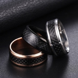 Carbon 316L Stainless Steel Ring Pirate Captain Inlay Black Blue Background Men Finger Rings Wedding Band Jewelry