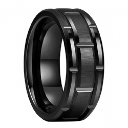 Men's Wedding Bands Brick Pattern Matte Brushed Finish Tungsten Ring Blue /Black Plated Engagement Anniversary Ring