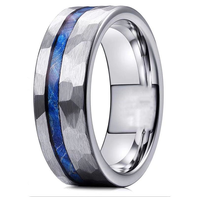 Hammered Stainless Steel Ring For Men Comfort Fit Engagement Ring