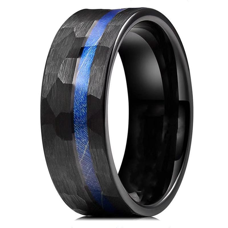 Hammered Stainless Steel Ring For Men Comfort Fit Engagement Ring