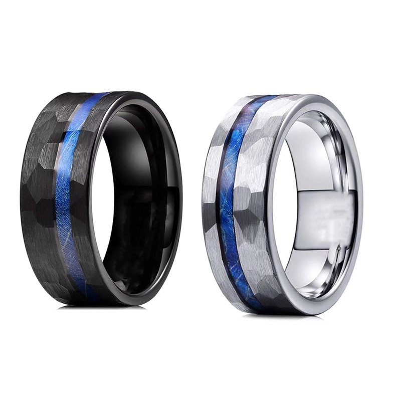 Hammered Stainless Steel Ring For Men Comfort Fit Engagement Ring