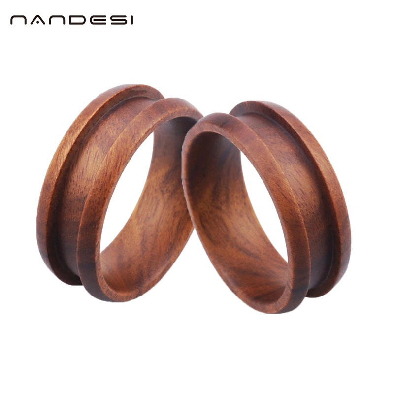 Wedding Band Base Core 8mm Dome Edge Channel Setting Sandalswood Ring Blanks for Inlay