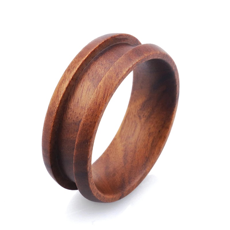 Wedding Band Base Core 8mm Dome Edge Channel Setting Sandalswood Ring Blanks for Inlay