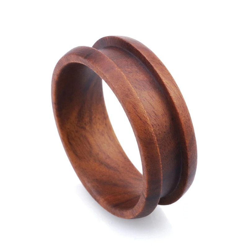 Wedding Band Base Core 8mm Dome Edge Channel Setting Sandalswood Ring Blanks for Inlay
