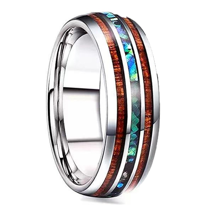 8mm Hawaiian Koa Wood and Abalone Shell Stainless Steel Rings Wedding Bands  for Men Comfort Fit (Black, 14) : : Clothing, Shoes & Accessories