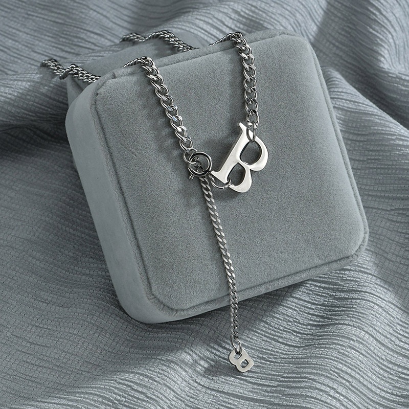 Fashion Letter B Necklace Women Stainless Steel Personalized Letter Nameplate Pendant Choker Necklace Gifts Drop Shipping