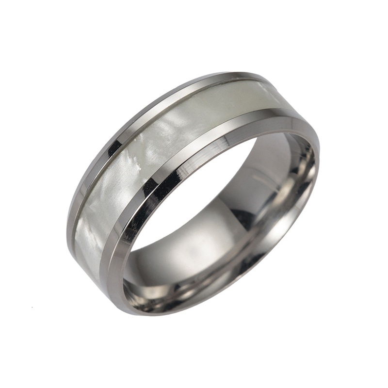 Stainless Steel Dainty Ring with Abalone Shell and Pearl Inlay Ring