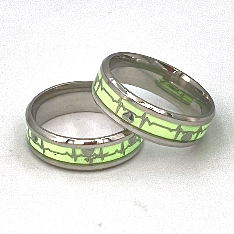 NANDESI Fashion Luminous Dragon Ring Love Heart Retro Stainless Steel Fluorescent Rings for Men Couple Rings Luxury Jewelry Gift