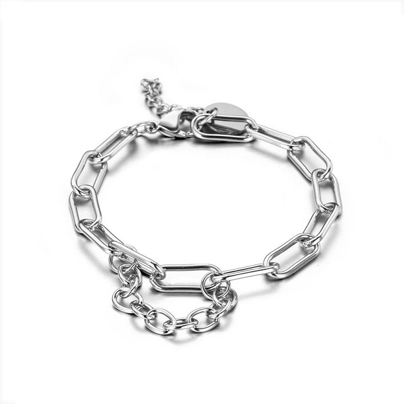 2021 Fashion Silver Multilayer Bracelets Personalize Curb Cuban Link Chain For Women Charm Bangle Wristbands Female Jewelry Gift