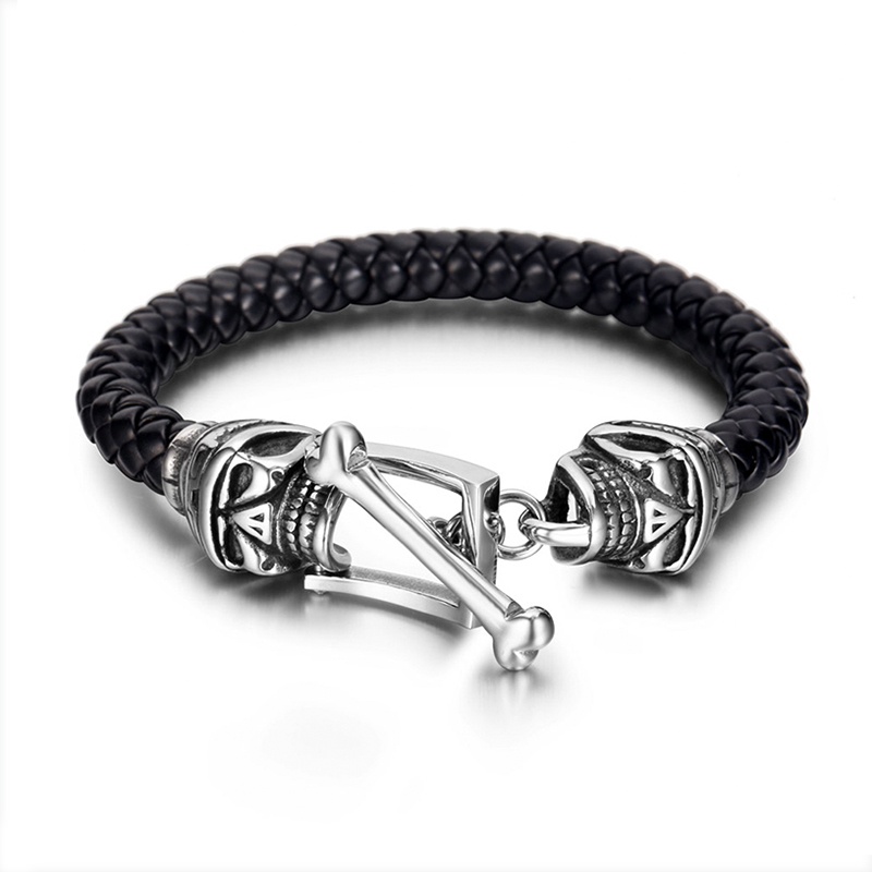 Skull Bracelet 316L Stainless Steel Biker Punk Style Skull Lock Man Bangle
