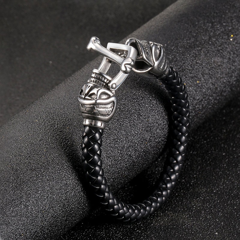 Skull Bracelet 316L Stainless Steel Biker Punk Style Skull Lock Man Bangle