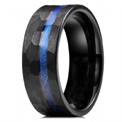 Hammered Stainless Steel Ring For Men Comfort Fit Engagement Ring
