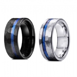 Hammered Stainless Steel Ring For Men Comfort Fit Engagement Ring