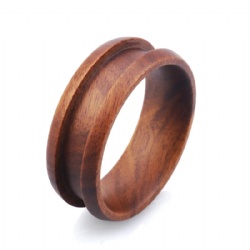 Wedding Band Base Core 8mm Dome Edge Channel Setting Sandalswood Ring Blanks for Inlay