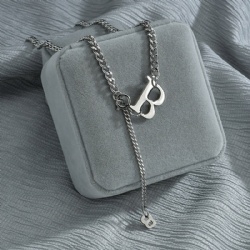 Fashion Letter B Necklace Women Stainless Steel Personalized Letter Nameplate Pendant Choker Necklace Gifts Drop Shipping