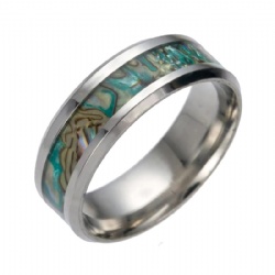 Stainless Steel Dainty Ring with Abalone Shell and Pearl Inlay Ring