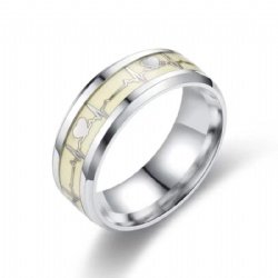 NANDESI Fashion Luminous Dragon Ring Love Heart Retro Stainless Steel Fluorescent Rings for Men Couple Rings Luxury Jewelry Gift