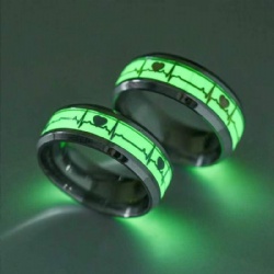NANDESI Fashion Luminous Dragon Ring Love Heart Retro Stainless Steel Fluorescent Rings for Men Couple Rings Luxury Jewelry Gift