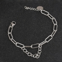 2021 Fashion Silver Multilayer Bracelets Personalize Curb Cuban Link Chain For Women Charm Bangle Wristbands Female Jewelry Gift