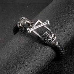 Skull Bracelet 316L Stainless Steel Biker Punk Style Skull Lock Man Bangle