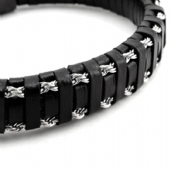 Trendy Leather Braided Bracelet Alloy Magnetic Clasp Bracelets for Men